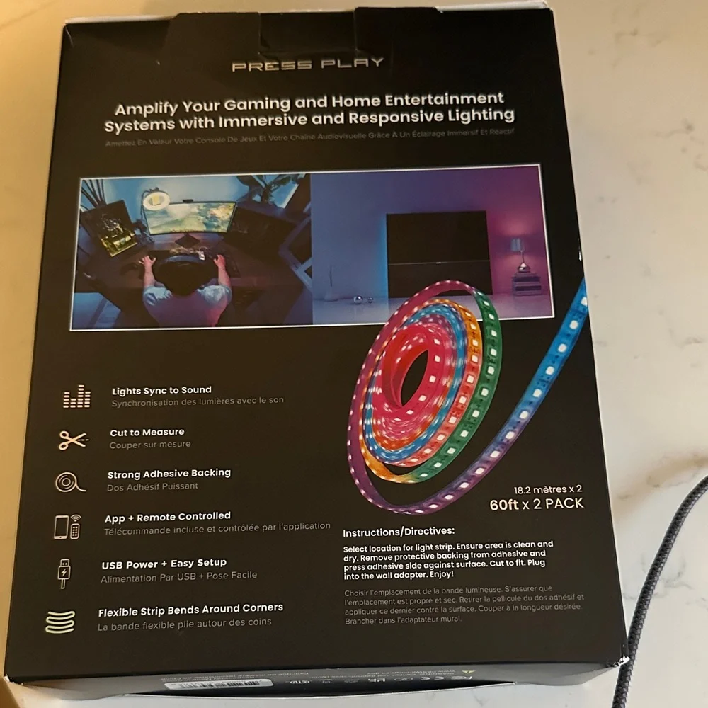 Sound Reactive RGB LED Light Strip NWOT
